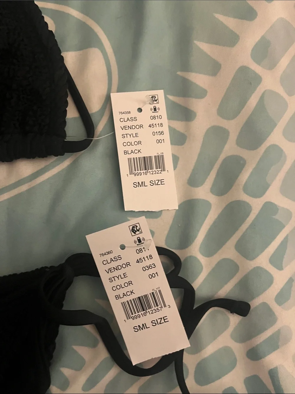 PacSun Black Textured Tie-Side Triangle Bikini